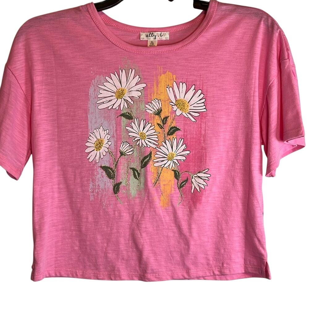Ally B Graphic Cotton Pollyester Floral Pink Boho T-Shirt Size XL(16)